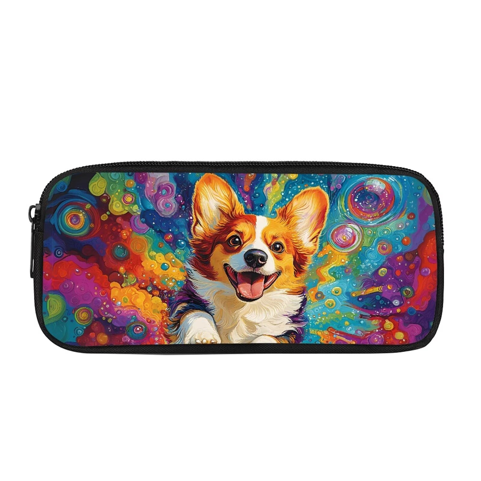 Biyejit Corgi Dog Pencil Case Kids Pen Bag Box Child Cosmetic Makeup Coins Purse for Womens Ladies Toiletry Stationery Bag for Teen Boys Girls Back to School Gift — image 1