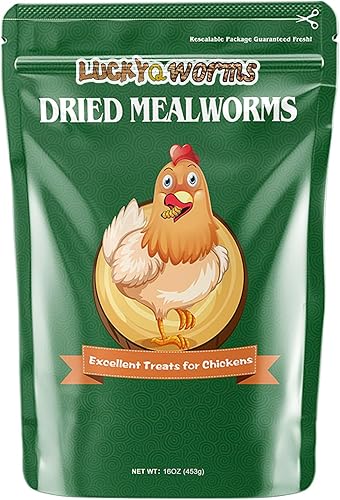LuckyQworms High-Protein Dried Mealworms 1Lb for Birds, Chickens, Turtles, Fish, Hamsters and Hedgehogs, Non-GMO and Chemical Free, All Natural Animal Feed