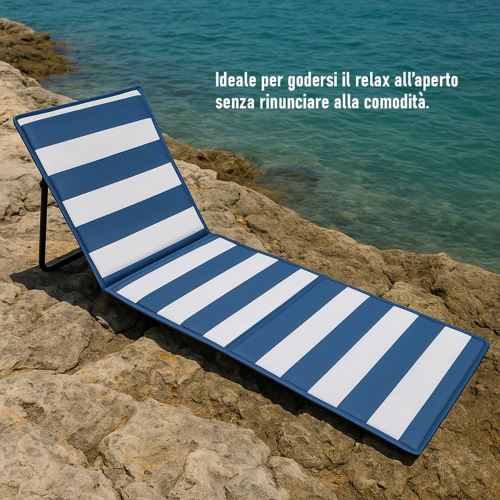 SACAR Matelas rembourré avec dossier inclinable pliable - Lit de soleil compact avec bandoulière - Idéal pour la plage, le camping, le lac et le jardin