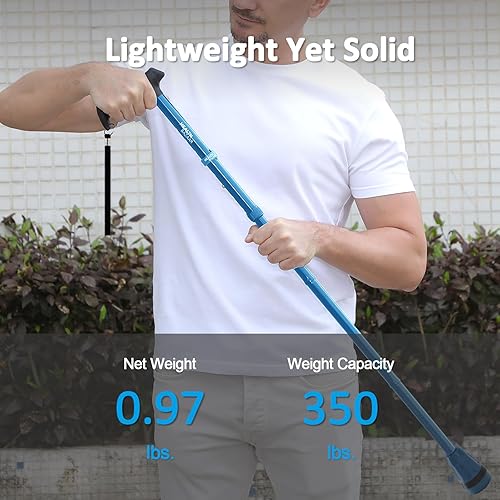 Miniatura 3 de HealthBazaar Bastón para caminar todo terreno, bastones plegables para hombres y mujeres, puntas de bastón con cojín de aire, bastón plegable con