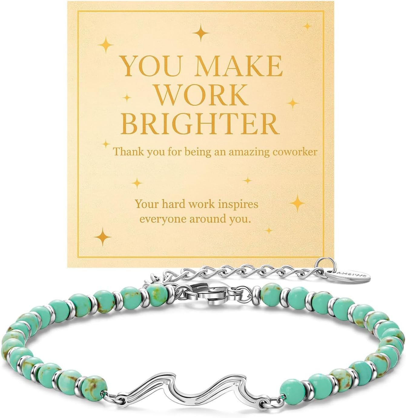 Wave Bracelet Thank You Bracelet for Women Coworker Gifts for Women Natural Stone Beaded Bracelets Cool Leaving Gifts