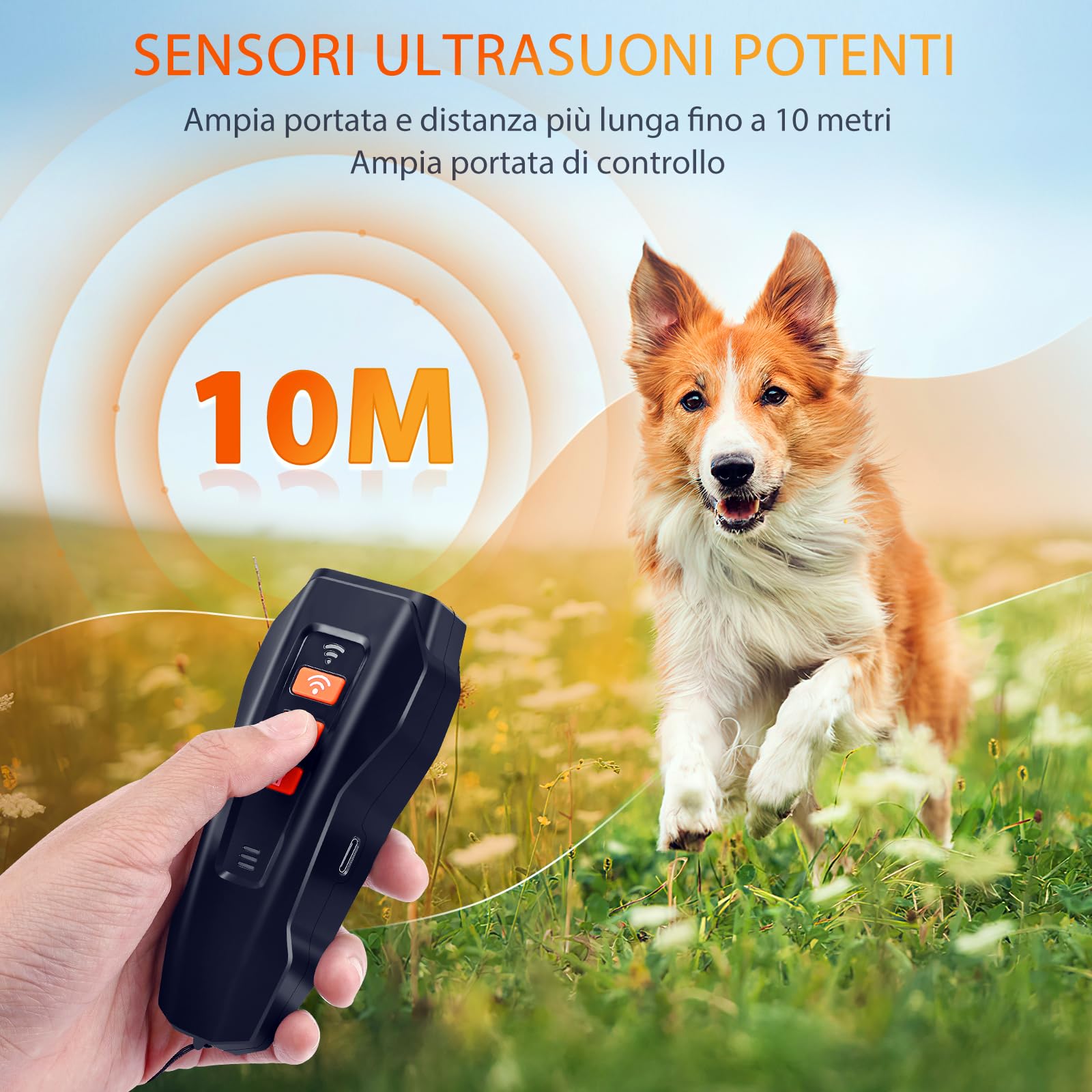 kacylzom Antiabbaio per Cani ad Ultrasuoni, Dispositivo Anti-abbaiare con 3 Frequenze Regolabili, Sicuro per Taglia Piccola Media Grande, Interni ed Esterni