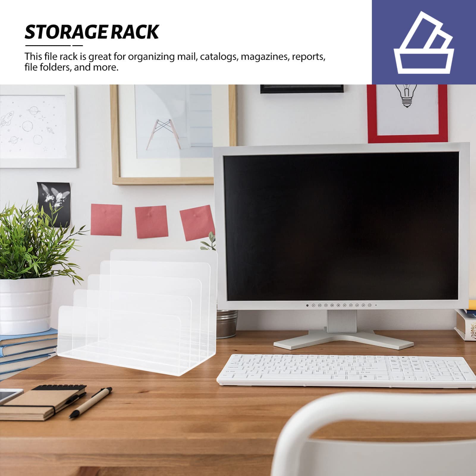 Angoily Organizzatore Documenti da Scrivania in Acrilico Trasparente | Rack Multi-griglia per Riviste e Posta, Design Semplice e Ordinato per Casa e Ufficio
