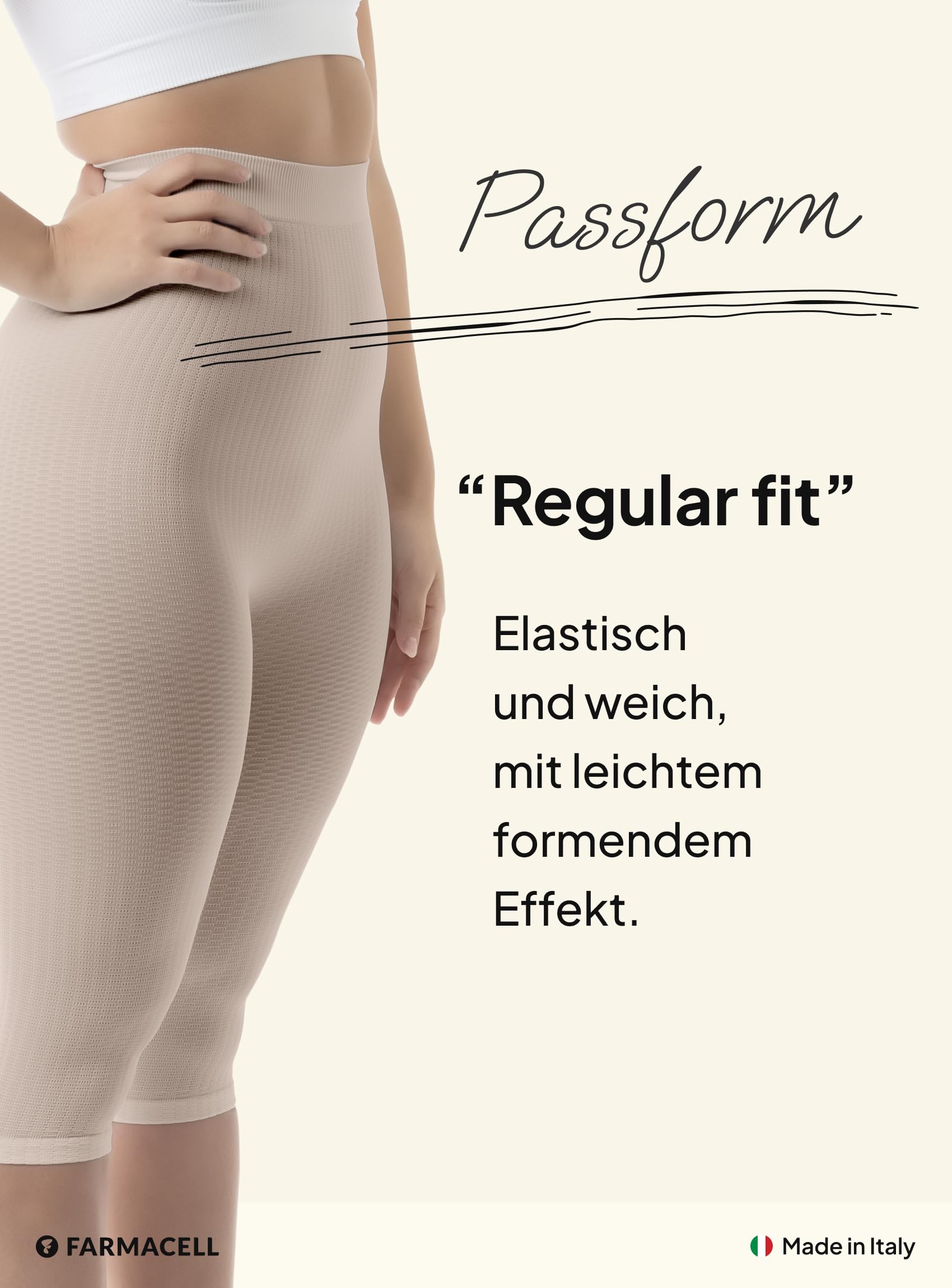 FarmaCell Anti-Cellulite Leggings Damen 3/4 mit Mikromassage, Hoher Bund, Made in Italy, 123
