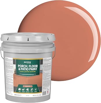 EVOLVE Porch & Floor Paint Terracotta 5-Gallon Durable, Scratch-Resistant, Multi-Surface Interior & Exterior Floor Coating, Low VOC, Fade & Weather Resistant