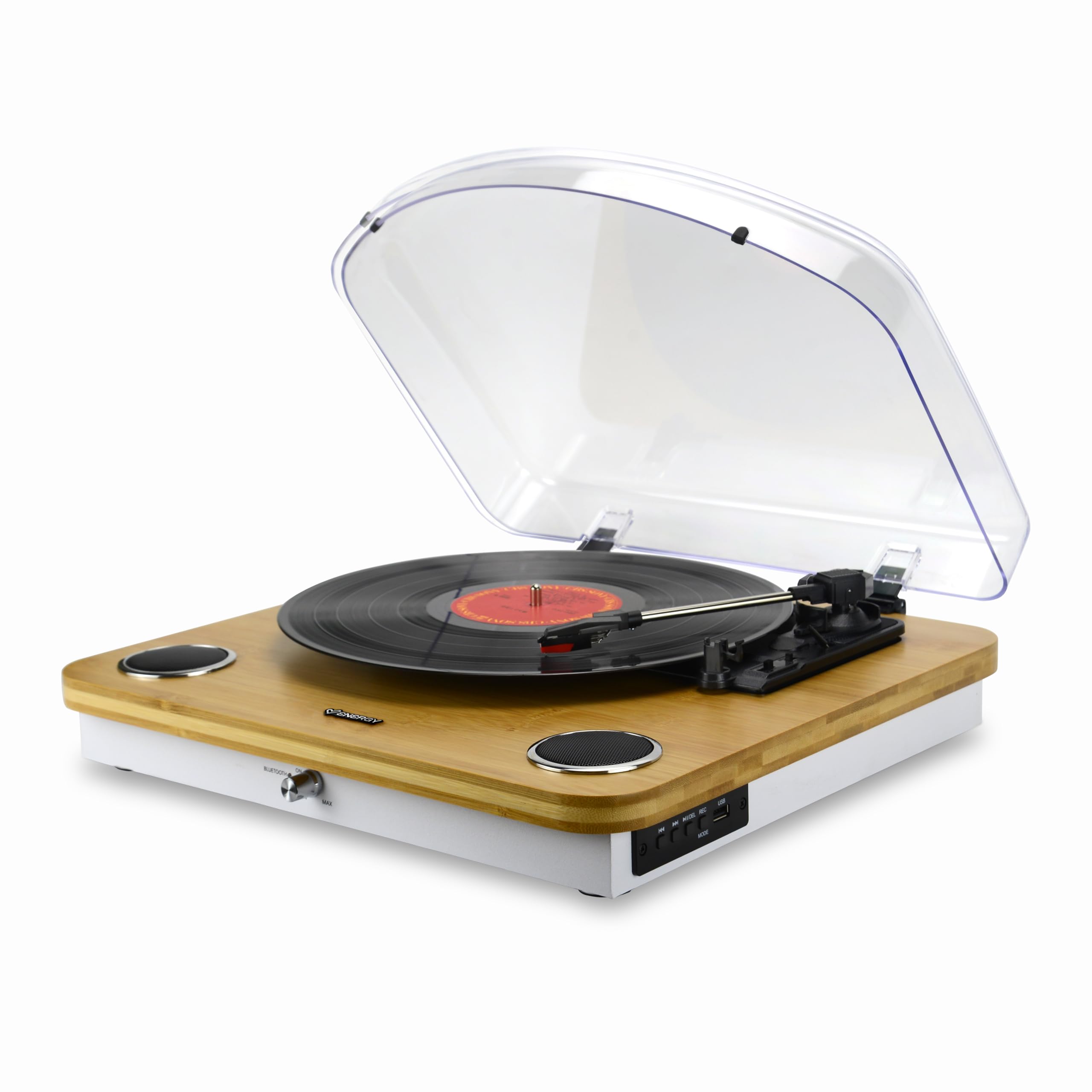 Energy Sistem BambooSpin Tourne-Disque Puissance 10 W, Lecture à 33/45/78 TR/Min, Fonction Auto-Stop et connectivité Bluetooth in&Out- RCA et USB Player/Encoder