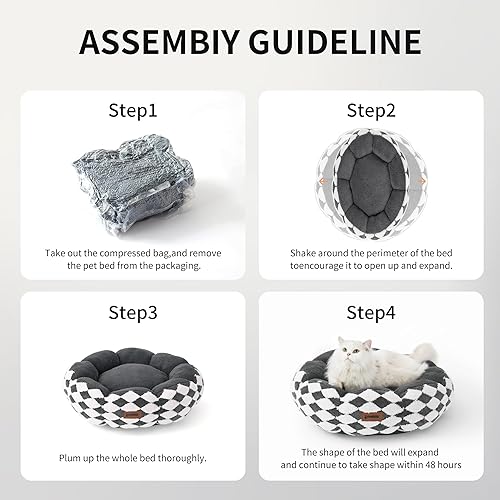 Miniatura 7 de Camas para gatos de interior, lindas camas para gatitos en forma de dona para perros pequeños, cama redonda de felpa para cachorros y gatos grandes,