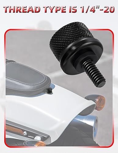 Miniatura 2 de Amazicha Perno de asiento de aluminio negro con tornillo, compatible con Harley Davidson Sportster Softail Touring Dyna 1996-2025