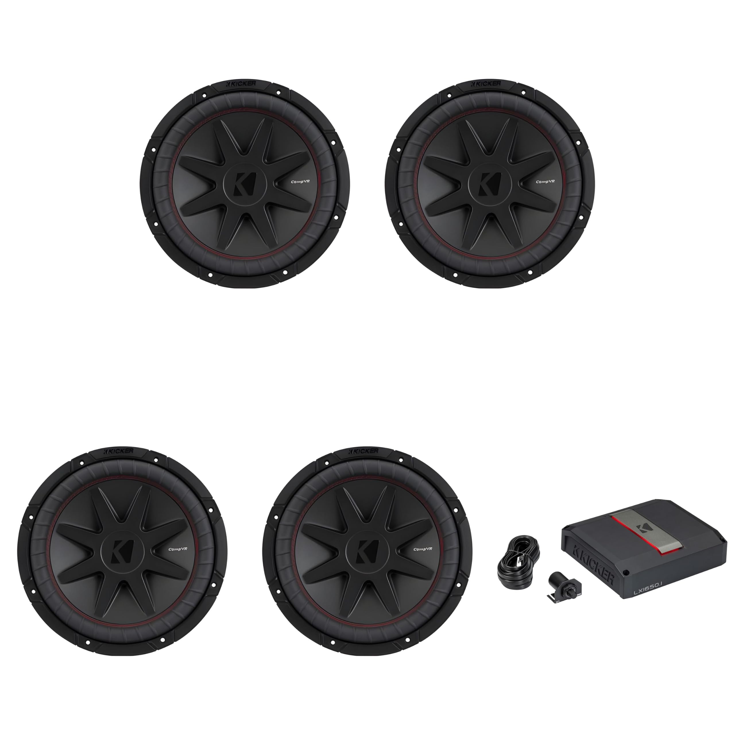 Kicker 12 Inch CVR Woofer (4) 52CVR122 Package with 51LX16501 Amplifier
