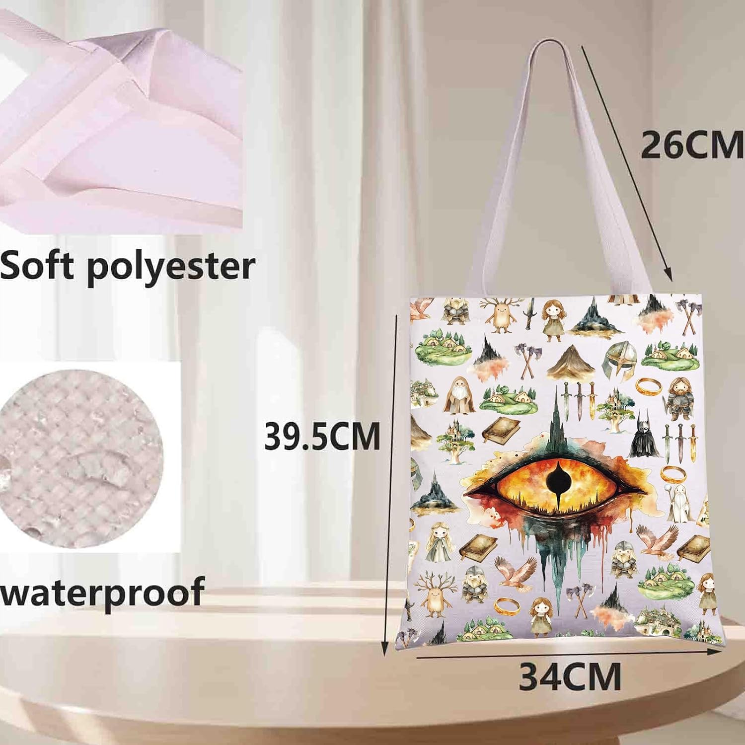 FEELMEM Lord Movie Tote Bag Fantasy Movie Characters Shopping Bag Bookish Gift for Movie Fans image 4