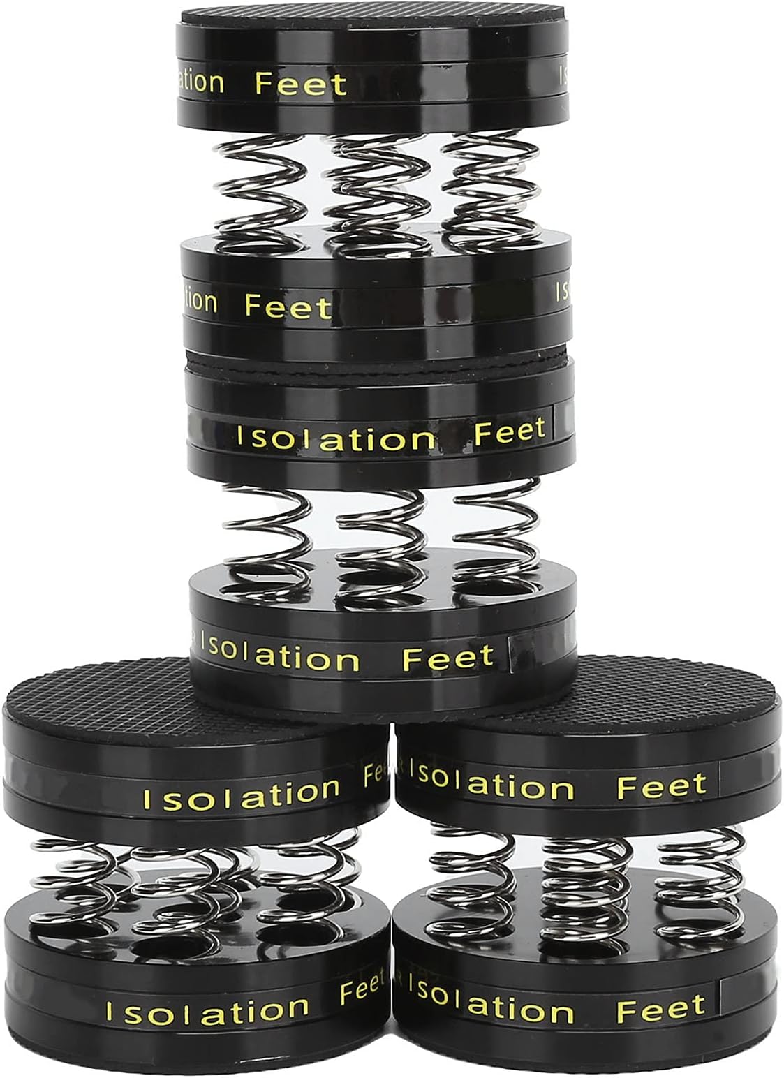 Preffair Speaker Isolation Feet Pad With Spring Turntable Audio Feet Spikes Mat for Enhanced Sound Quality Suitable for DVD Player and Other Audio Equipment Aluminum (Black)