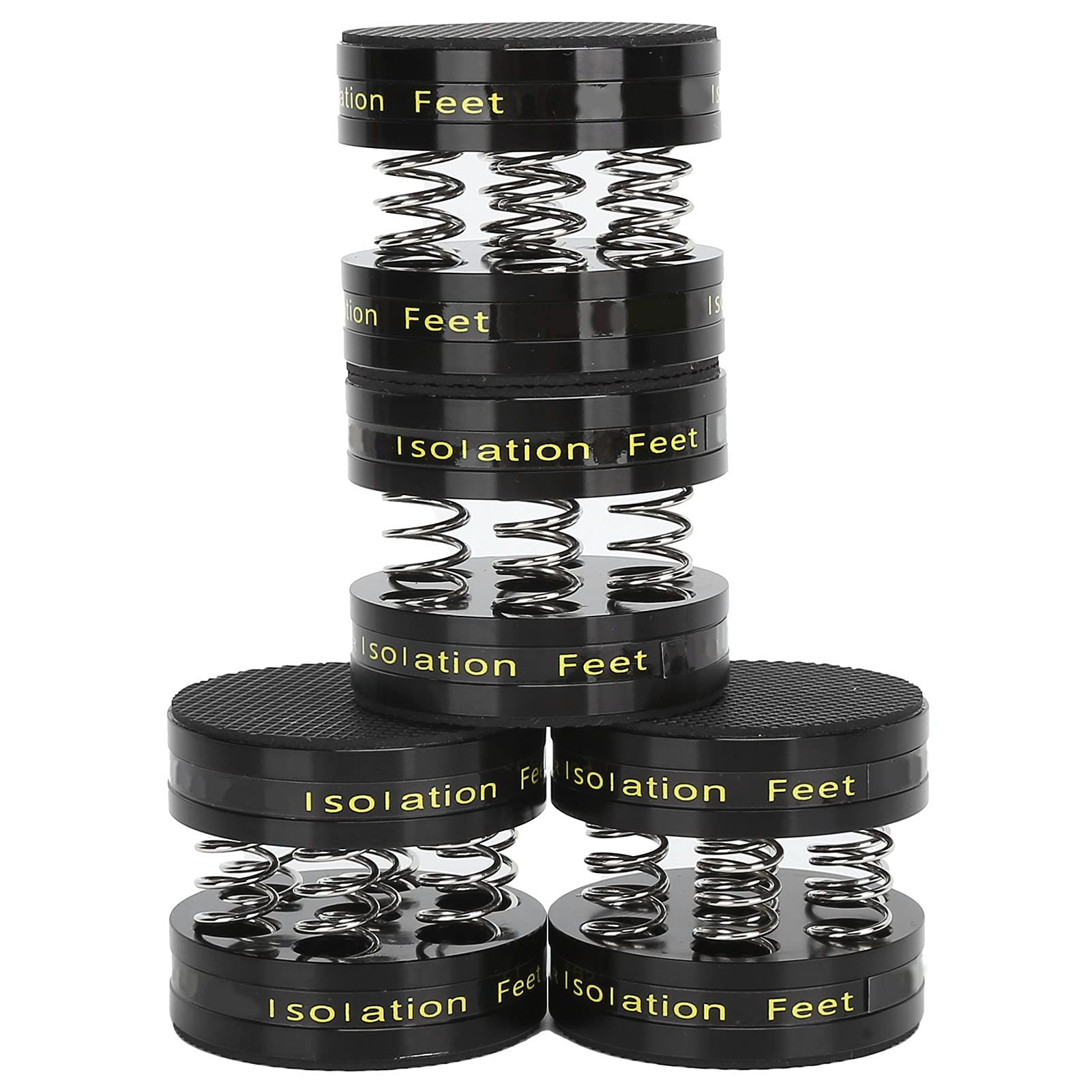 Preffair Speaker Isolation Feet Pad With Spring Turntable Audio Feet Spikes Mat for Enhanced Sound Quality Suitable for DVD Player and Other Audio Equipment Aluminum (Black)