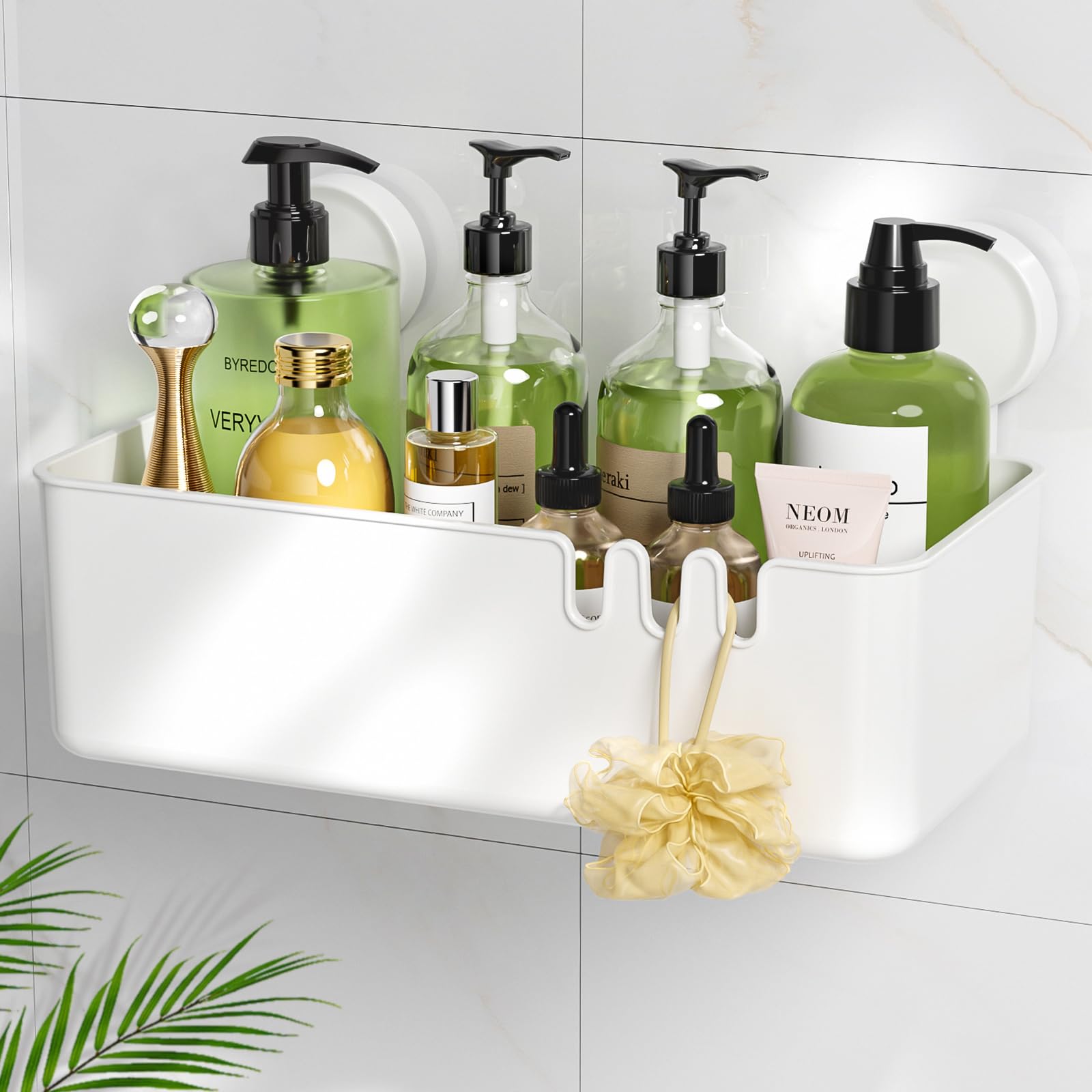 Luxear Estante Ducha Ventosa, Estante Baño Sin Taladro MAX 20KG Impermeable Estante para Ducha Baño Cocina Pared, Blanco, 1 Piezas