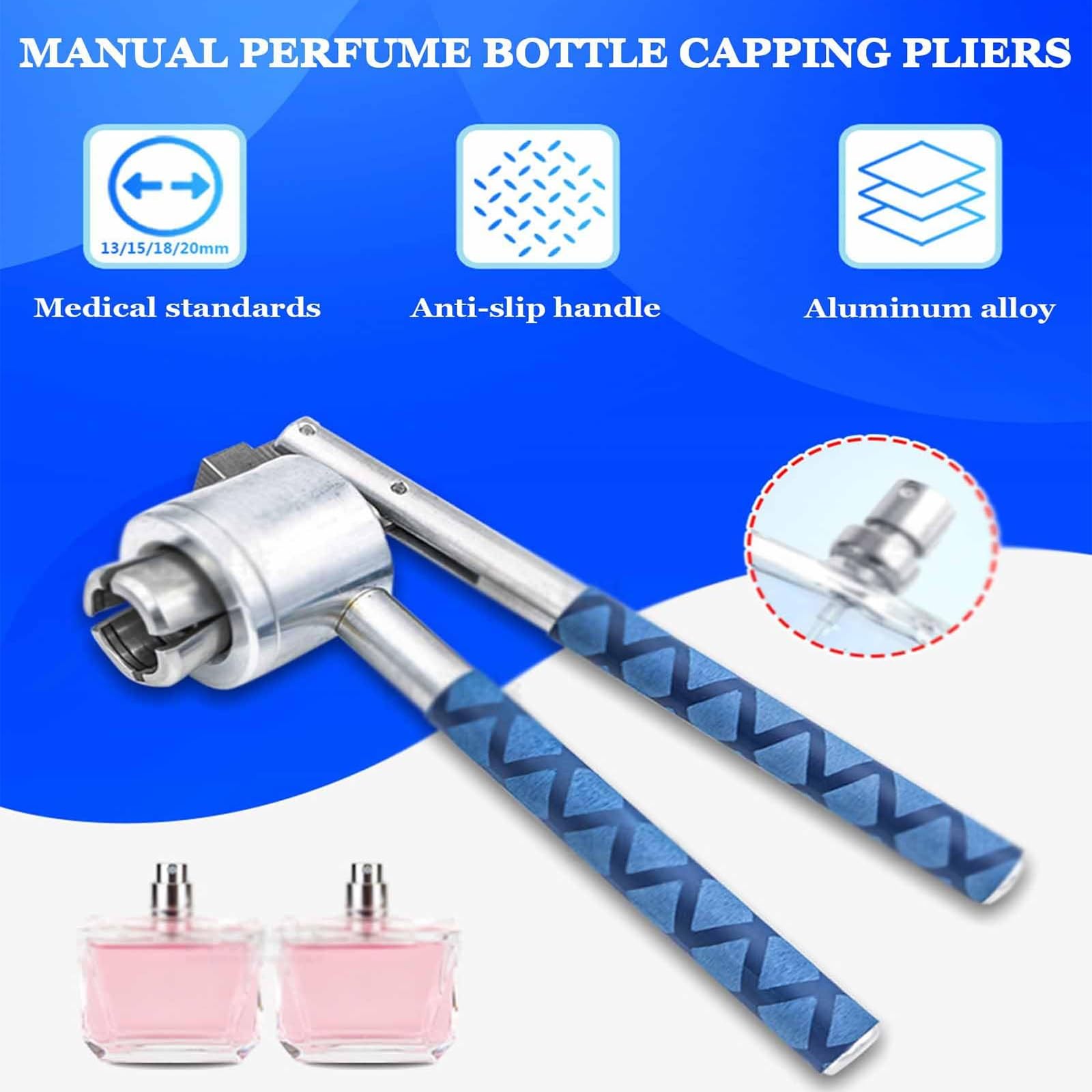 Crimpatrice manuale per fiale, crimpatrice per flaconi spray per profumi con impugnatura antiscivolo, sigillatrice per flaconi da 13mm, 15mm, 18mm e 20mm, per profumieri fai da te e piccole imprese(20