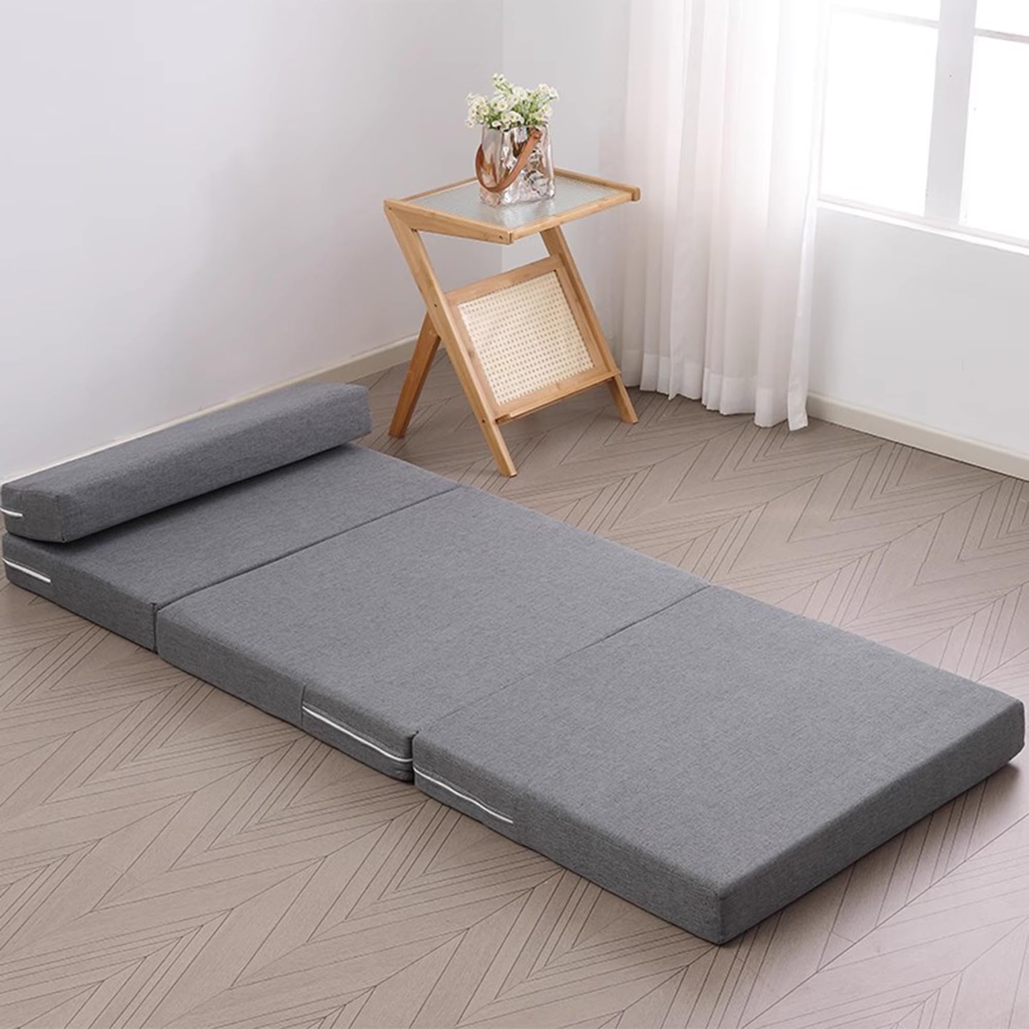 Colchón plegable de tatami con funda extraíble, almohadilla de dormir plegable para meditación, yoga, niños, invitados, sala de estar, colchón de fiesta de pijamas para viajes, coche, tienda