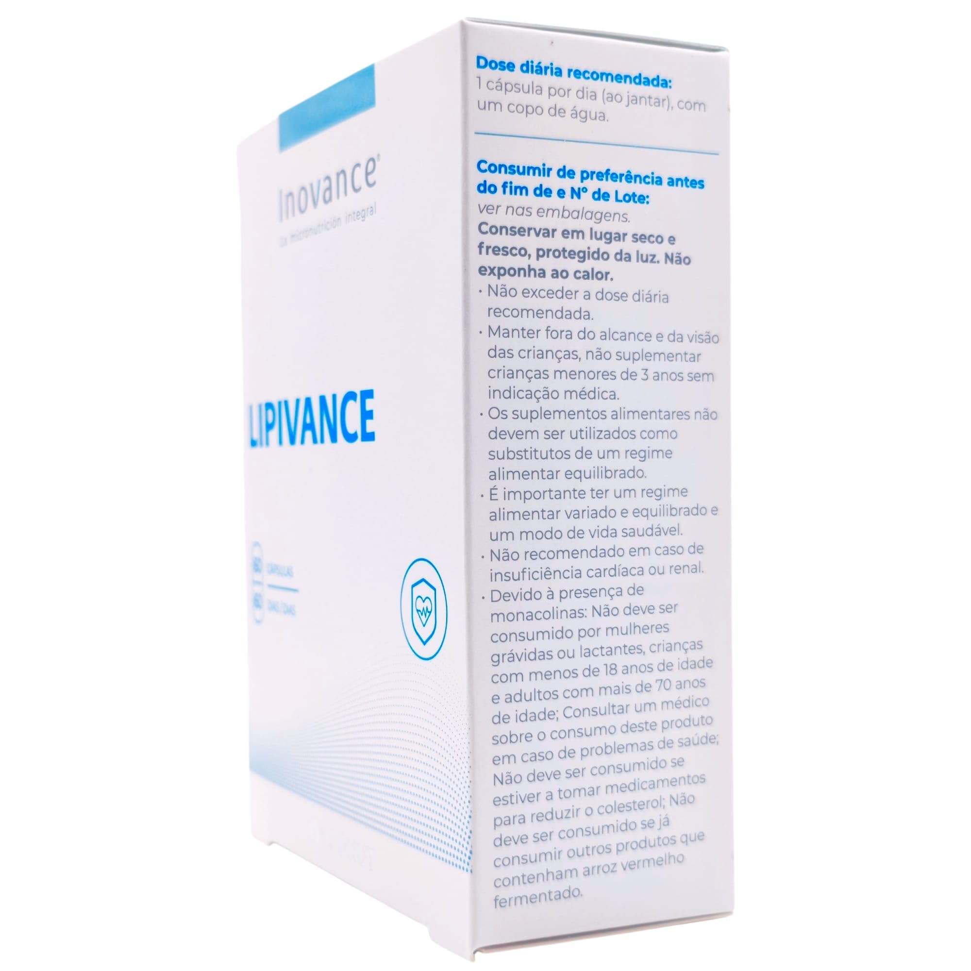Inovance Lipivance 60 Comprimidos - Suplemento para el Control del Colesterol - Con Levadura Roja de Arroz, Olivo y Coenzima Q10 - Apoyo Cardiovascular y Perfil Lipídico