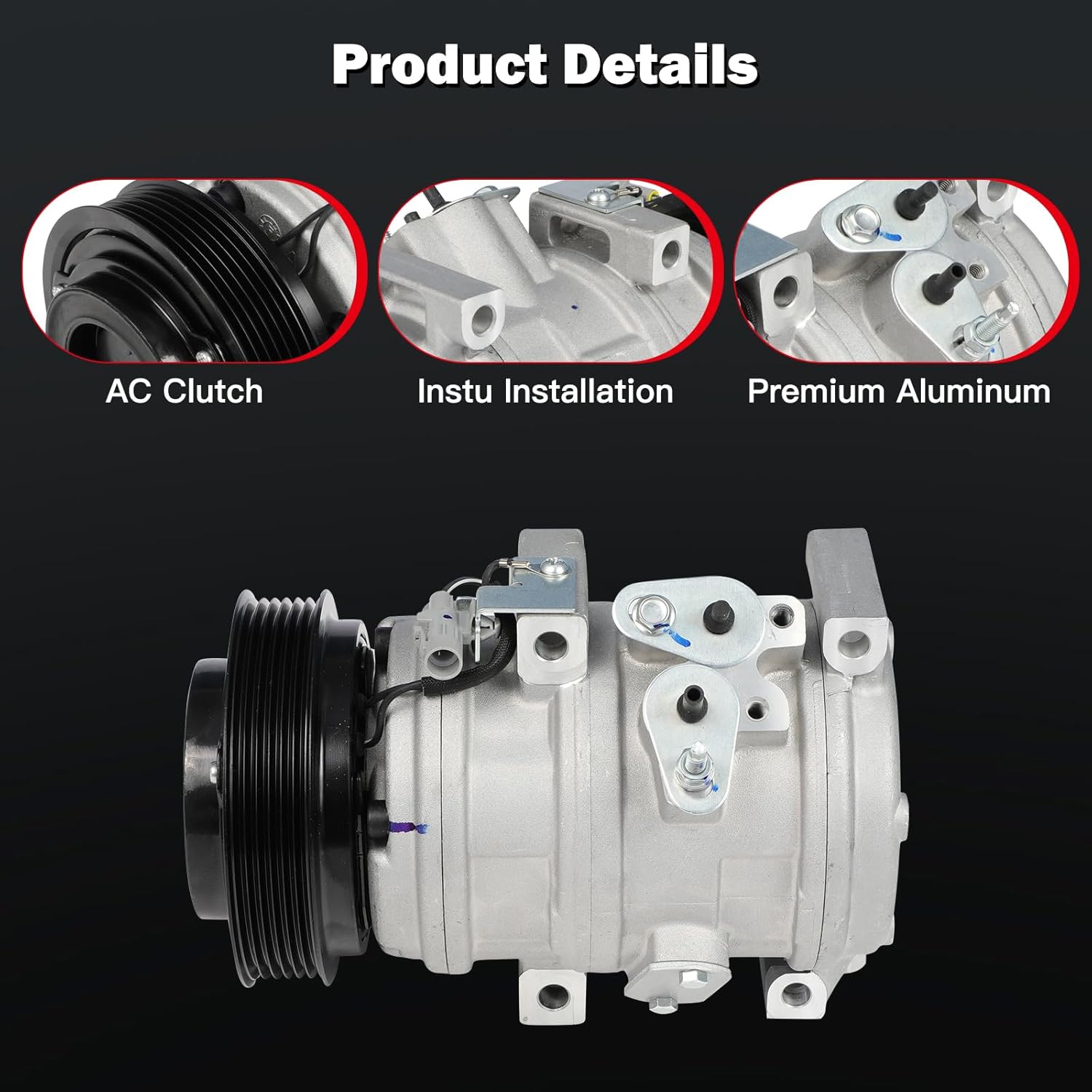 cciyu Air Conditioning Compressor for Toyota Tundra 4.7L 2000-2006 Replaces AC Compressor with Clutch for Car 6 Grooves