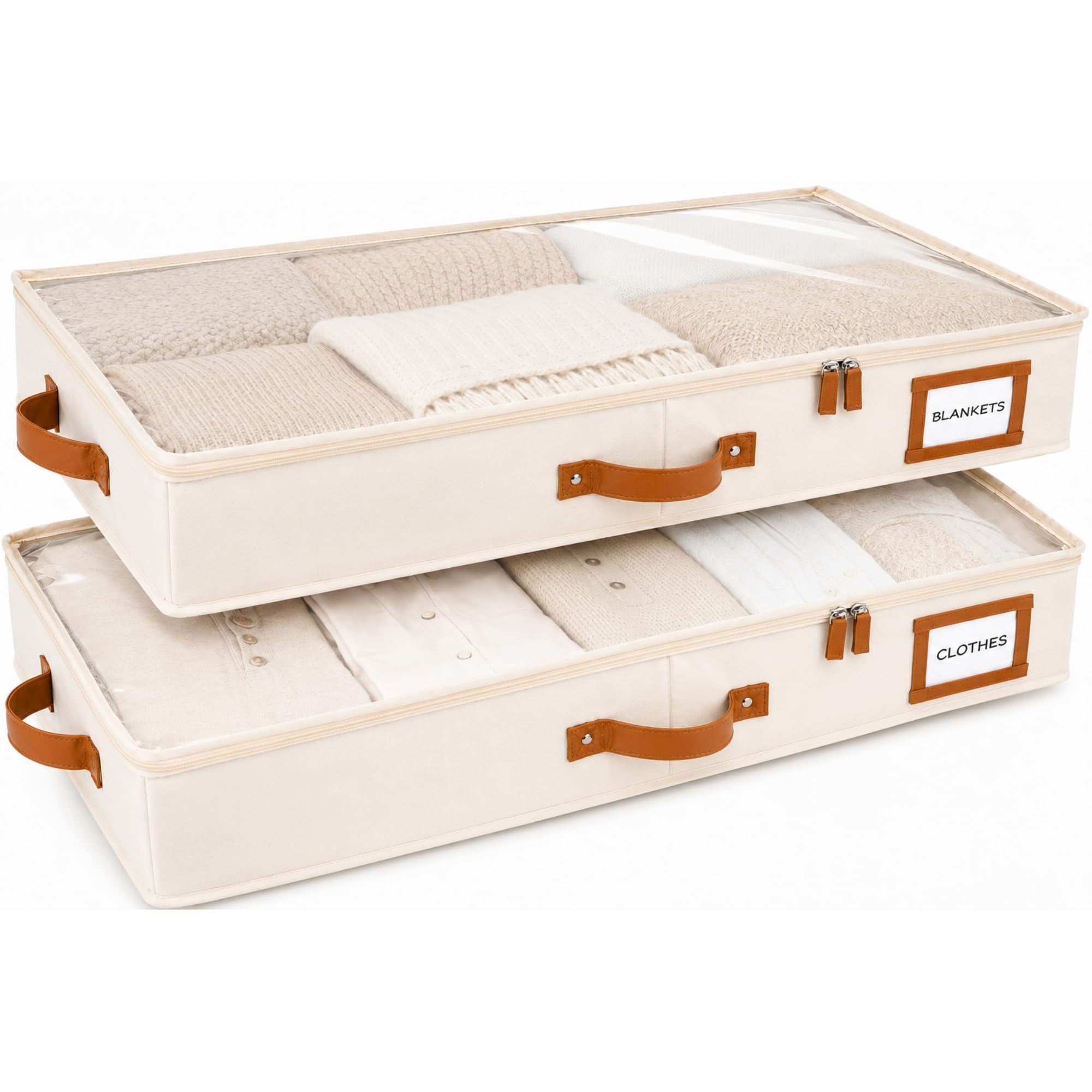 Homelux Theory Contenitori Sottoletto Con Coperchio | Organizer a Basso Profilo Per Vestiti, Scarpe E Coperte | Scatola Porta Oggetti Contenitore Sottoletto | Flat Fabric Letto Contenitore 2 Pack