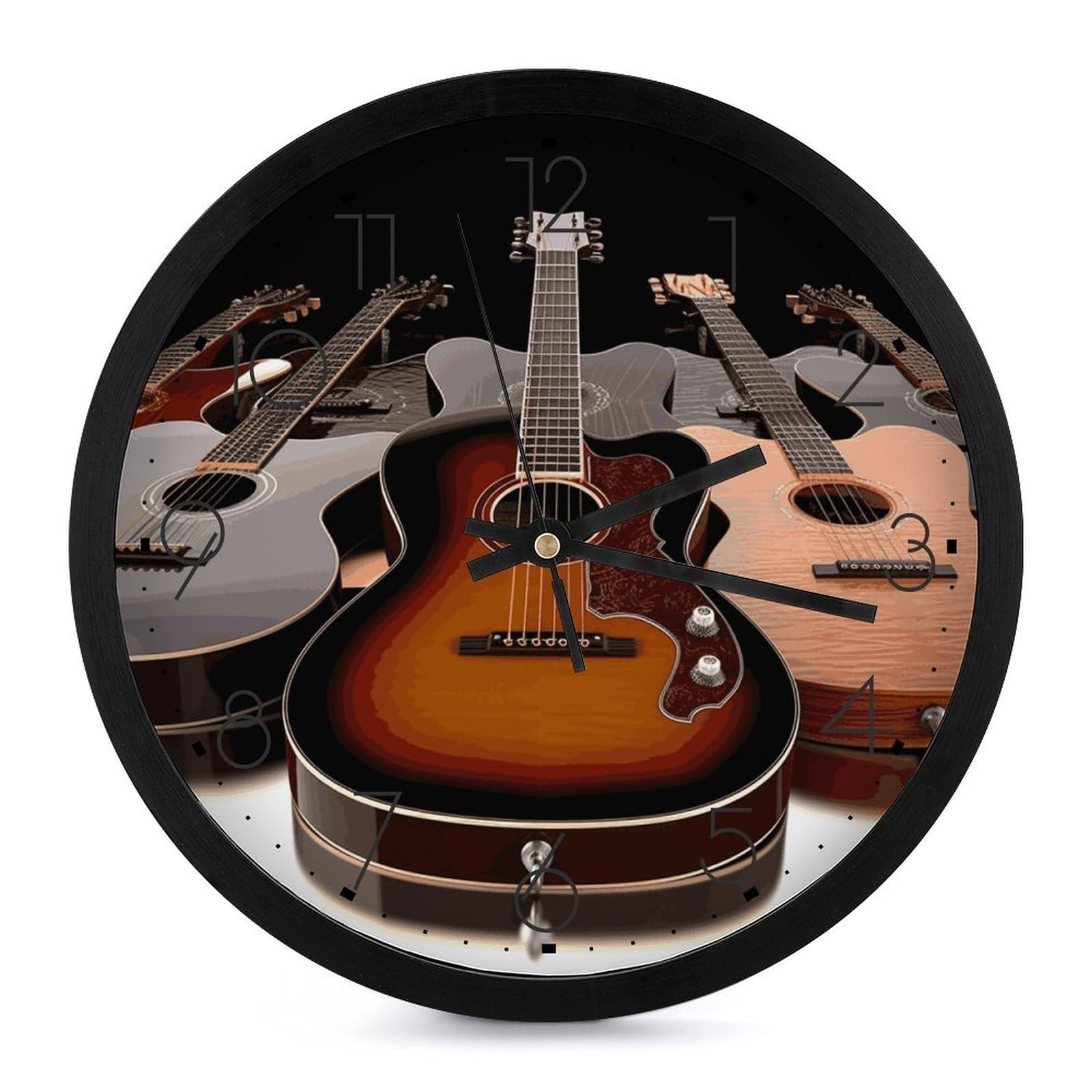 Horloge murale sans tic-tac finie la nuisance sonore grand cadran guitare