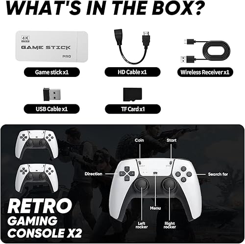 Miniatura 7 de Saker M15 Retro Game Stick 2026, consola de videojuegos HDMI 4K con más de 40,000 juegos clásicos incorporados, 14 emuladores, Stick & Play TV Game