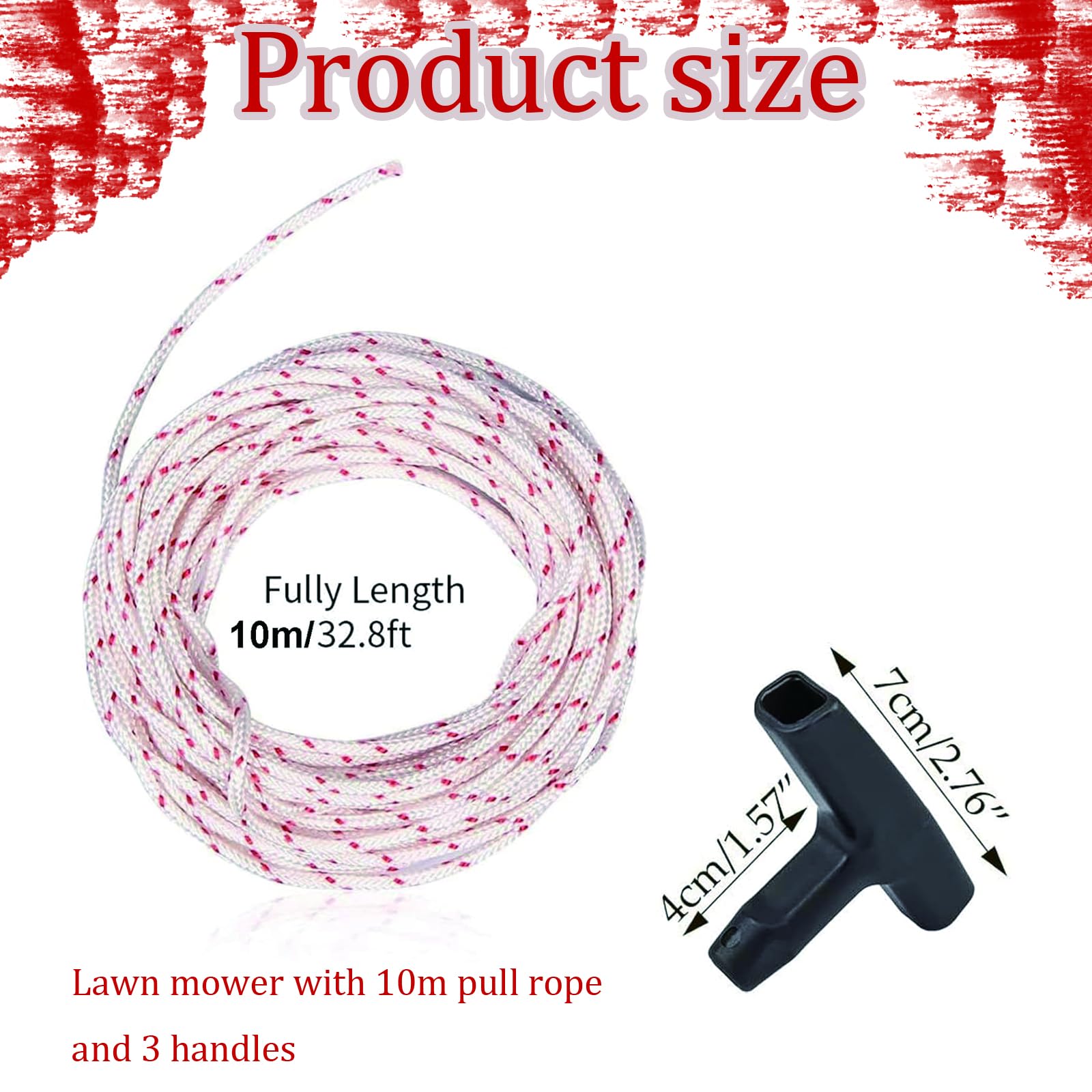 BPTZYLN 10 Meters 3.5mm Lawnmower Pull Cord Set Recoil Pull Cord String Pull Cords with 3 Pull Cord Handles for Tools Craftsman Chainsaw Lawn Mower Trimmer Use Saw Pull Cord - Image 2