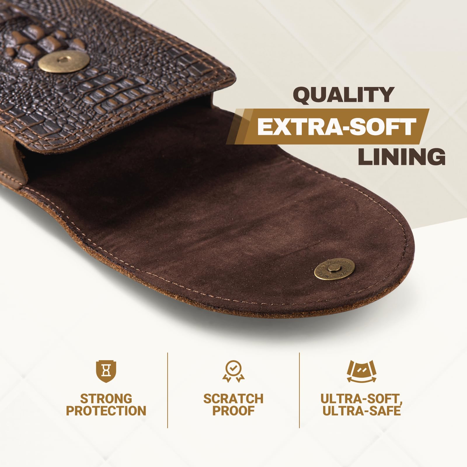 Genuine Leather Phone Holster Fits for iPhone 15 Pro Max 14 Pro Max 13 Pro Max Samsung Galaxy A14 A54 S23 Ultra S22 Ultra Note 9 8 Holster Belt Clip Pouch Case Cell Phone Holder (Retro Brown)