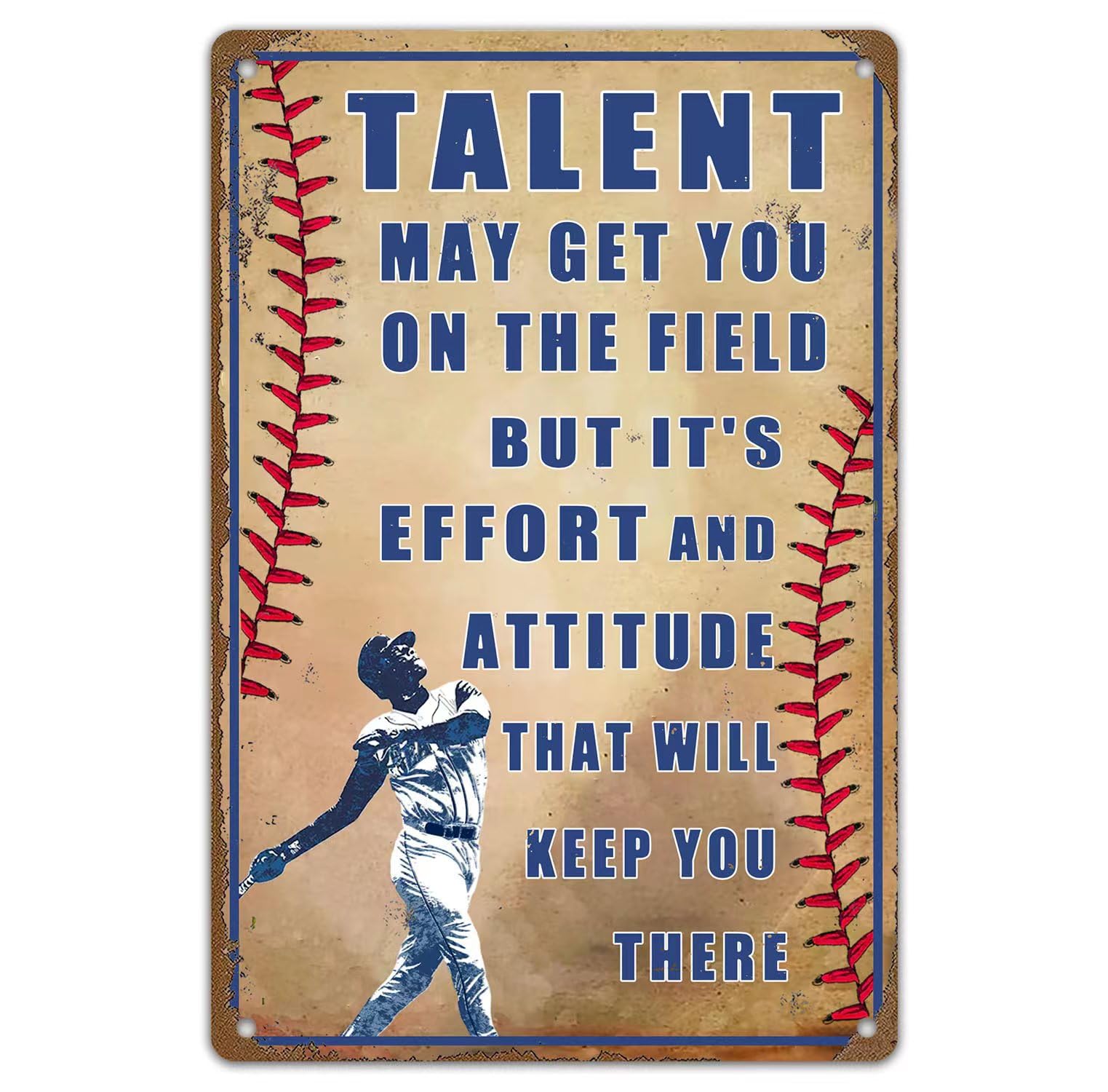 SMAZDFXX Baseball Metal Signs Vintage - Famous Quote Poster Sports - Motivational Wall Art for Boys Bedroom - 8x12 inch