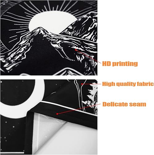 Miniatura 7 de Lifeel Paquete de 3 tapices de sol y luna y estrellas para colgar en la pared, tapices estéticos verticales en blanco y negro para decoración de