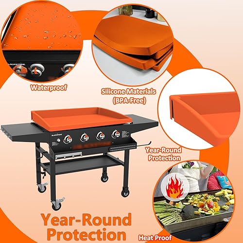Miniatura 4 de BANGIE Alfombrilla de parrilla para Blackstone de 36 pulgadas, cubierta de parrilla de silicona de grado alimenticio