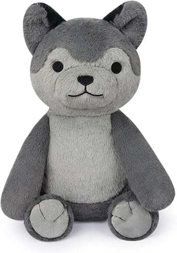 Peluche de lobo con peso, 17 pulgadas, 1.4 libras, animal de peluche de lobo fresco con peso para niños, felpa de lobo gris suave para niños y niñas
