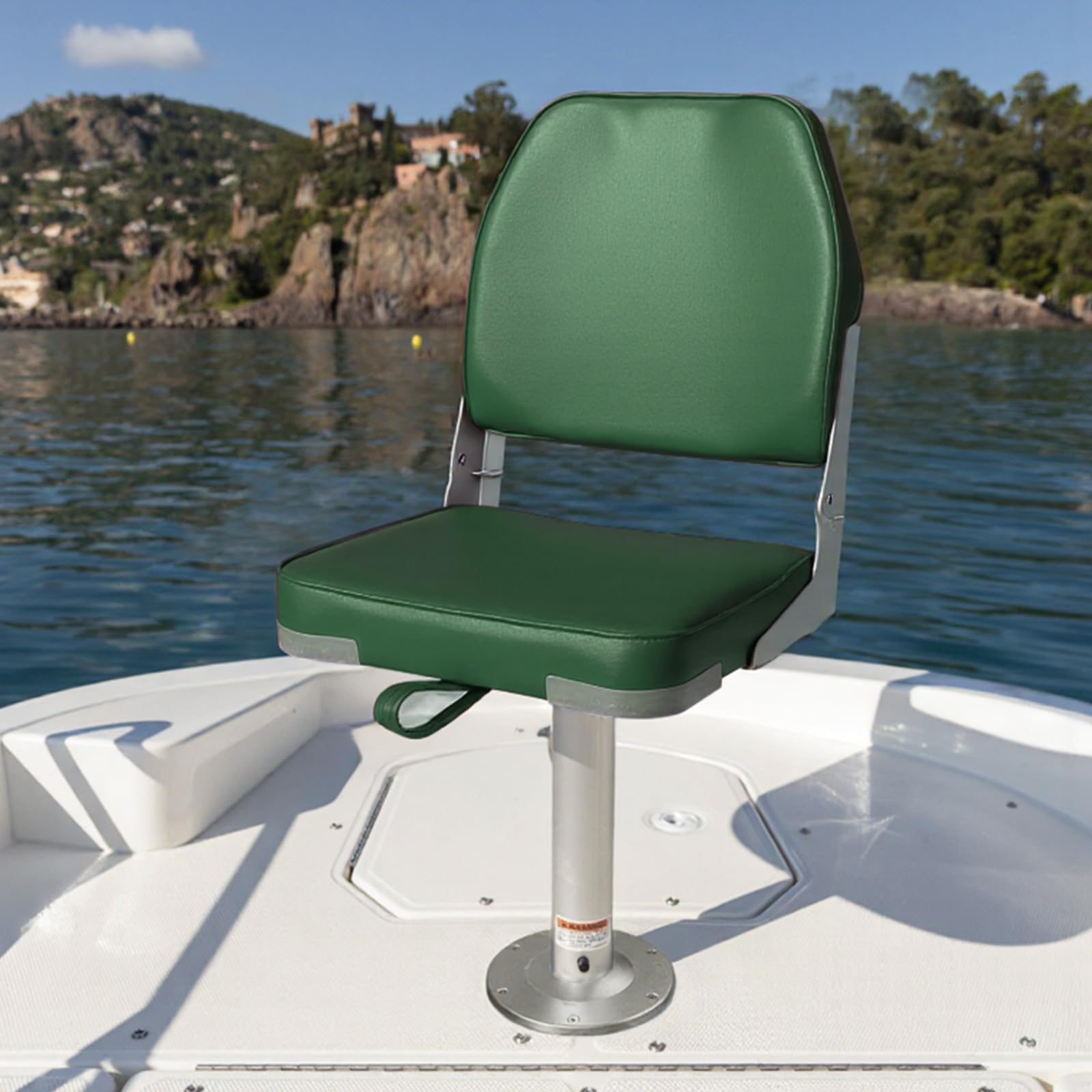 ERGOSEAT Asiento de barco de pesca plegable con respaldo bajo, 1 paquete, verde