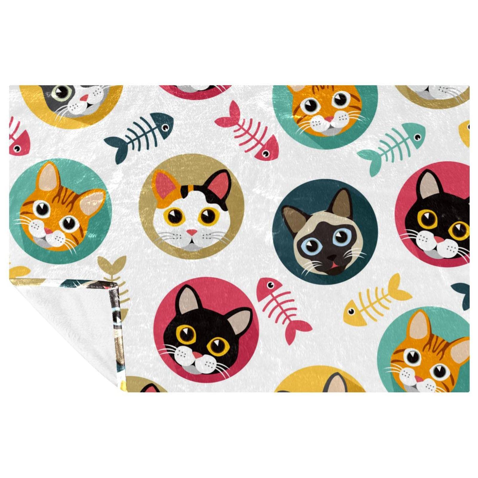 Jeté de lit imprimé chats 150x100 cm idée cadeau couverture lit