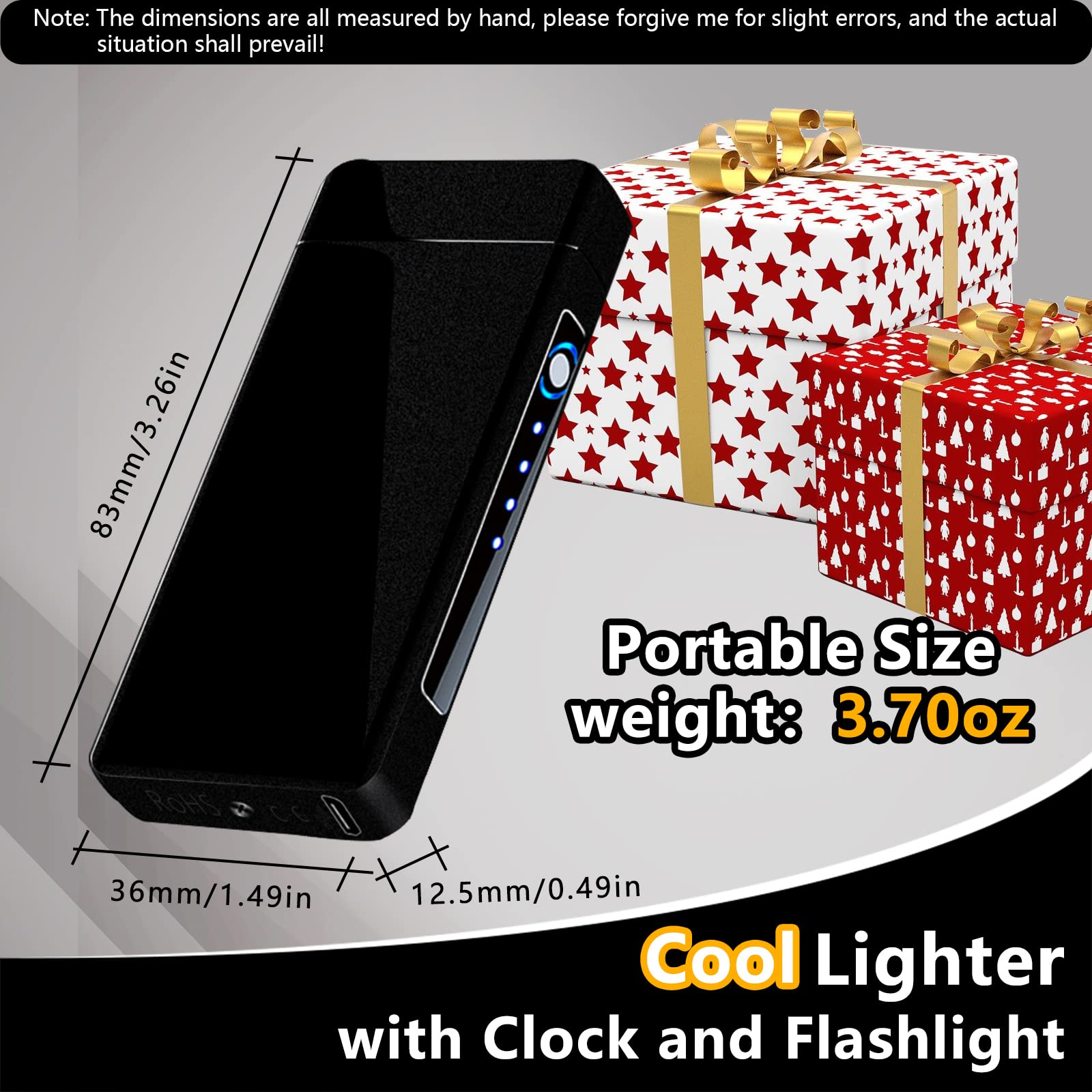 Encendedor Eléctrico con Revestimiento de PVD, Mechero Electrico de Llama Grande, Encendedor USB con Arco Engrosado, Hermoso Electric Lighter, Regalos para Hombres (Negro Esmerilado)