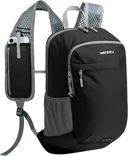 WATERFLY Mochila pequeña y ligera y plegable 15L Mini mochila de senderismo plegable - Mochila de día compacta ultraligera para mujeres y hombres,