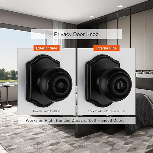 Miniatura 9 de Haidms Paquete de 3 pomos de puerta de bronce aceitado para interiores, pomos de puerta interior de privacidad para dormitorio o baño, accesorios