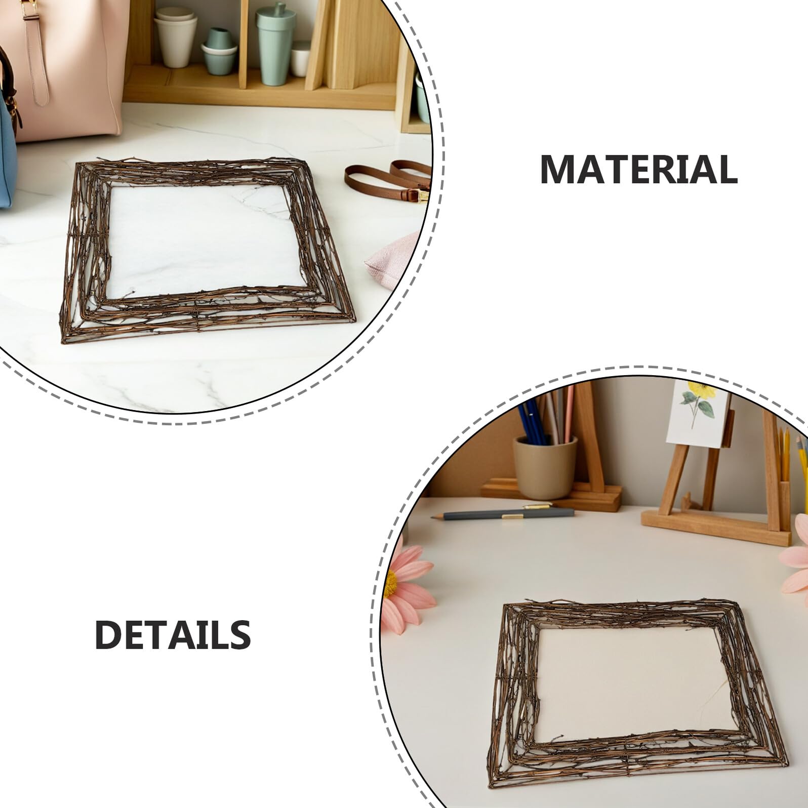 Base Per Ghirlanda Quadrata in Rattan Naturale, Decorativa Per Artigianato Floreale e Decorazioni Per La Casa, Per Ghirlande Fai Da Te in Soggiorno, Ufficio e Eventi Festivi