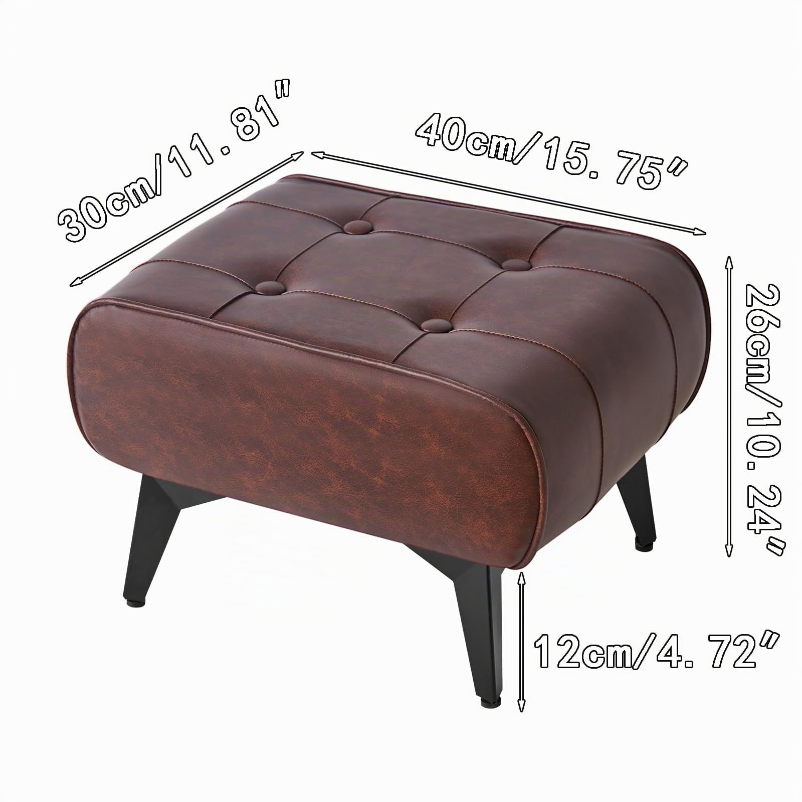 YMYNY Poggiapiedi Ottomano, Poggiapiedi in Ferro, Sgabello Moderno per Divano, Ottomano per Soggiorno, Piccolo Tavolino Multiuso, Sgabello Basso per Camera da Letto 40×30×26CM Marrone HBD037Z