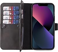 Vista 54 de HARDISTON Funda de piel auténtica de alta calidad hecha a mano para iPhone XR, tarjetero doble, funda magnética desmontable, función atril Marrón