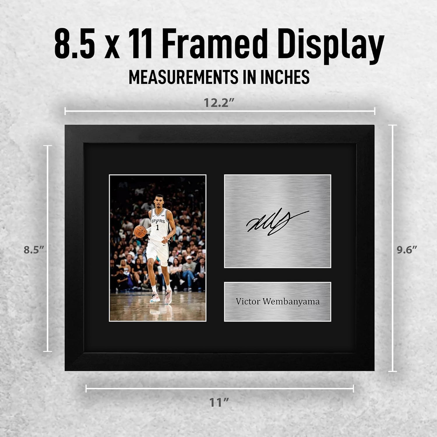 HWC Trading Victor Wembanyama Framed Gifts Printed Signed Autograph Picture for Basketball Memorabilia Fans - US Letter Size