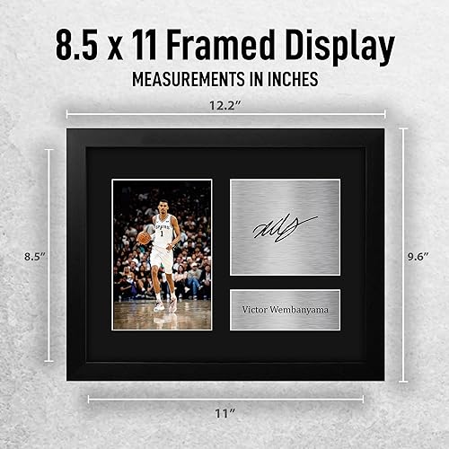 Miniatura 2 de HWC Trading Victor Wembanyama - Regalos enmarcados impresos con autógrafo firmado para fanáticos del baloncesto, tamaño carta de EE. UU