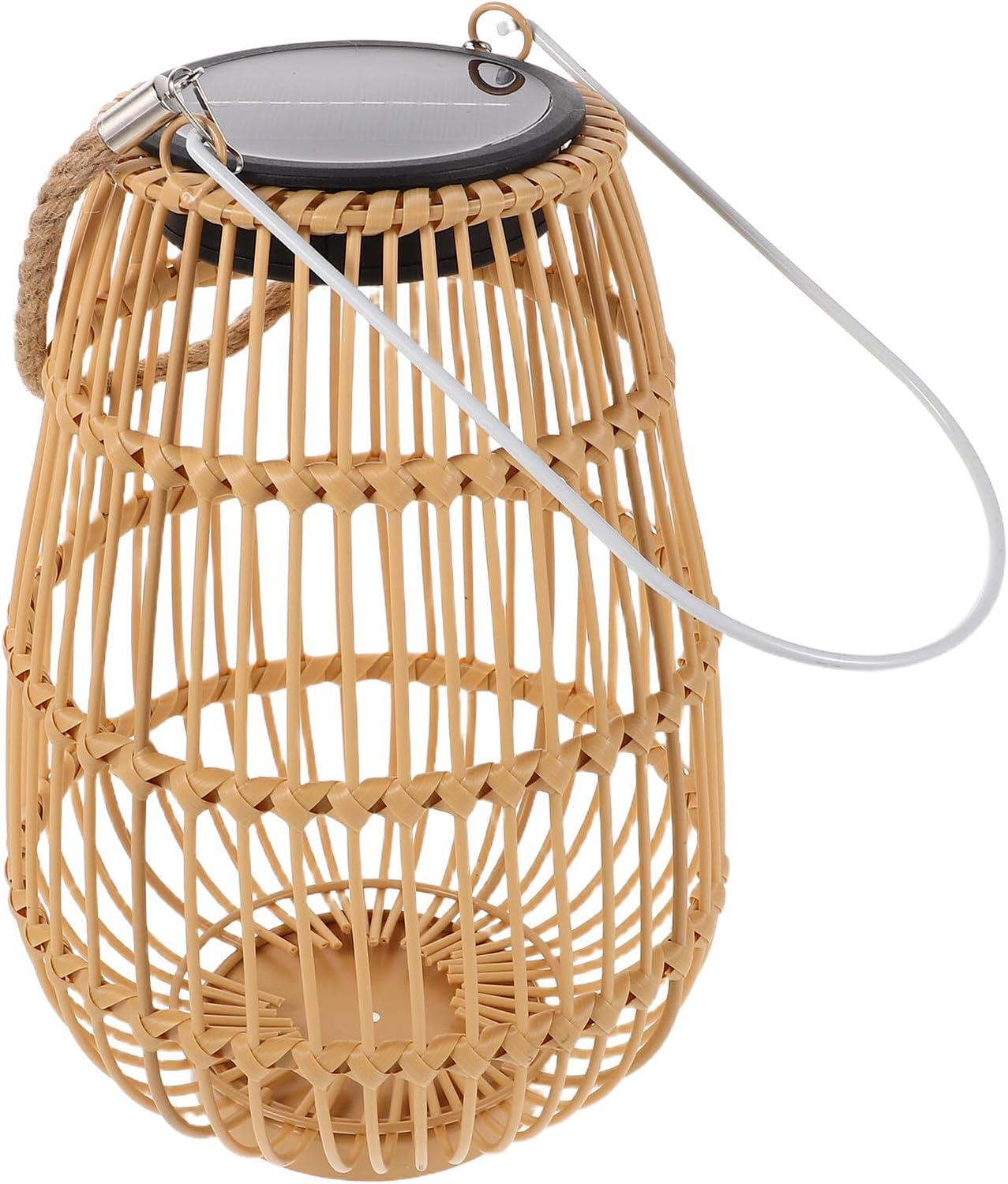 BESPORTBLE Solar Rattan Lanterns Outdoor Hanging Solar Lanterns Waterproof Iron Frame with Simulated Wicker for Garden Patio Porch Yard Decoration