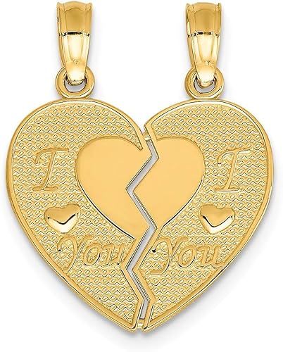Miniatura 8 de Collar con dije de corazón de oro amarillo de 14 quilates con dije de corazón que se rompe joyería fina para mujer regalos para ella