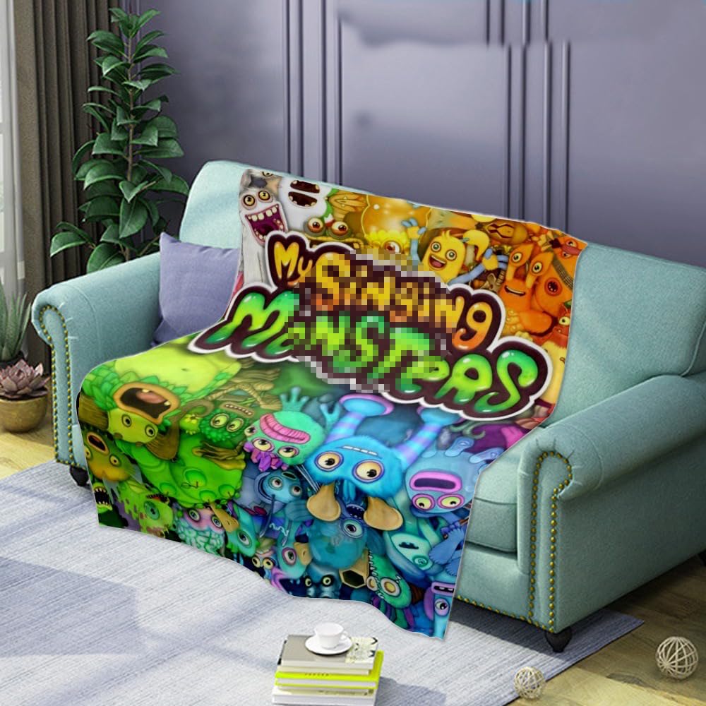 Monsters Fleece Blankets Monsters 3D Figure Printed Flannel Blanket - Soft Nap Blanket Flannel Thermal Blanket (H,S: 51in x 60in)