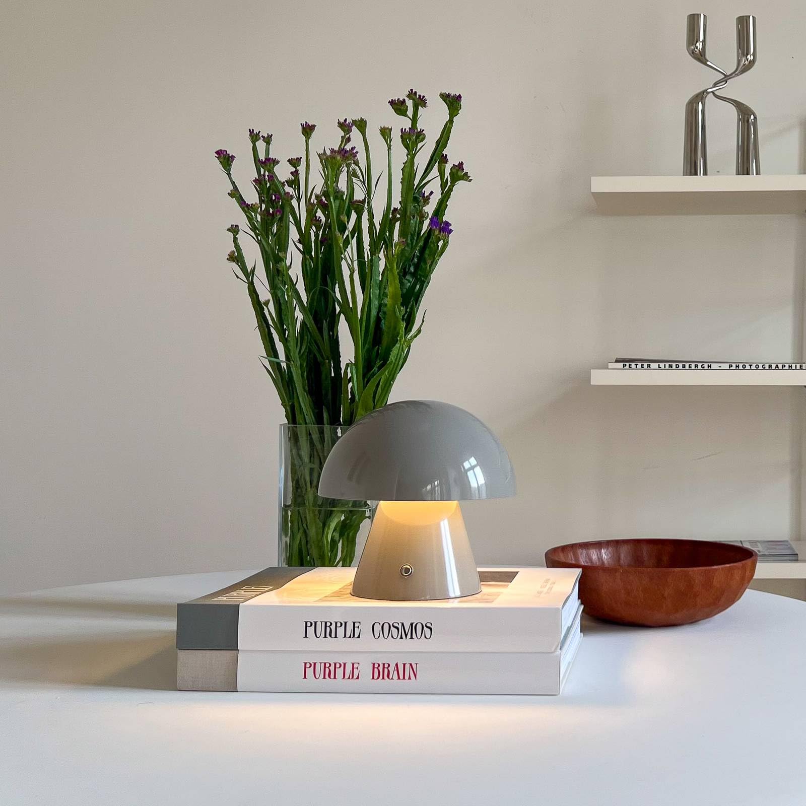 Lindby Pilzlampen Tischlampe kabellos, Pilz Lampe Touch tragbar dimmbar LED Pilzlampe Nachttischlampe USB Aufladung Nachtlicht Schlafzimmer