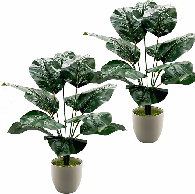 AIVORIUY Artificial Plants 45cm Fake Bird of Paradise Plants Potted in Pots Realistic Plastic Plants Tropical Palm Faux Bonsai for Indoors Home Office Desk Bedroom Bathroom Kitchen House Decoration