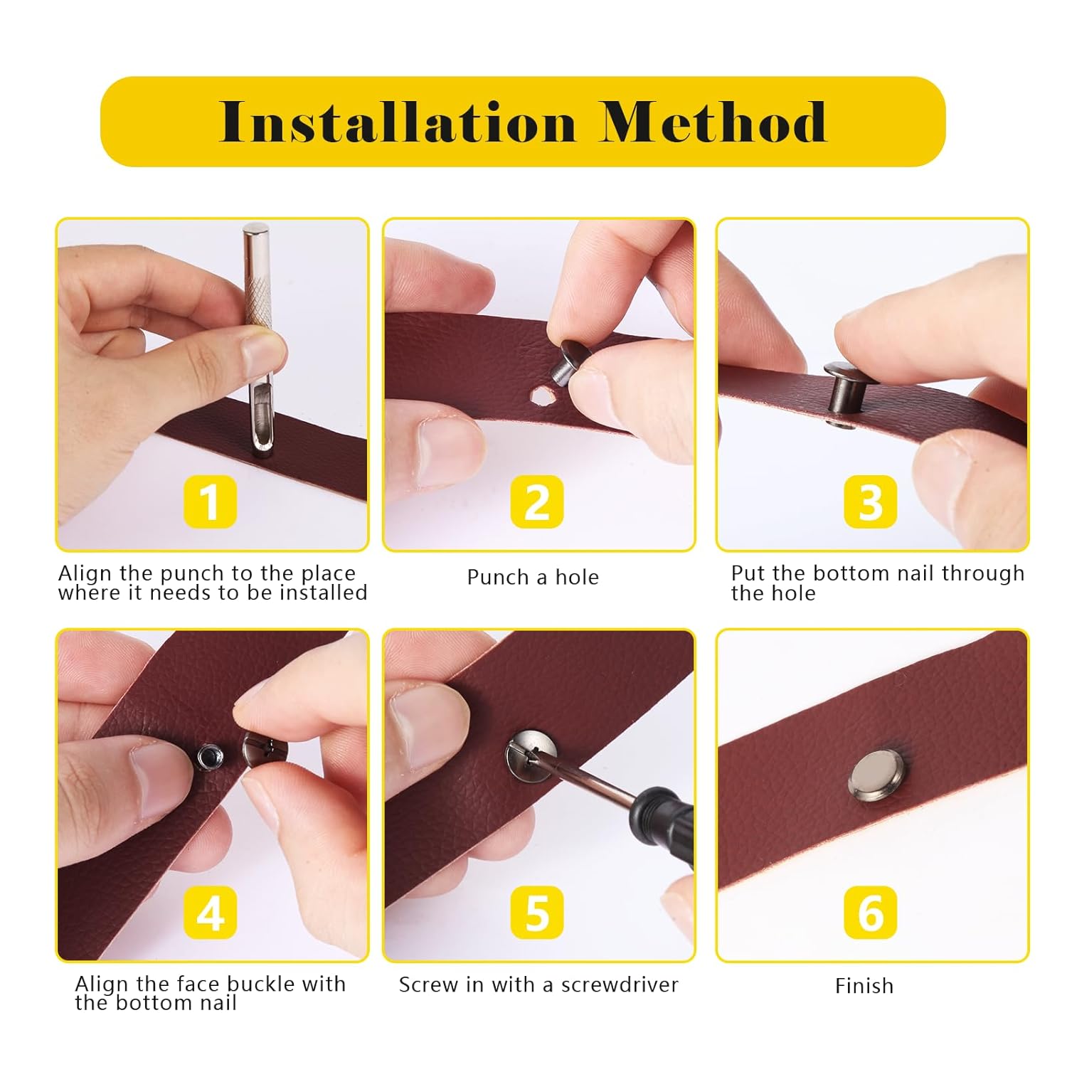 110 Sets of Screw Rivets, 4/5/6/8/10/12 mm Chicago Binding Screws, M5 Book Screws, Chicago Screws for DIY Leather Decoration, Collar, Harness, Luggage, Purse, Bags, Crafts, Gun Grey