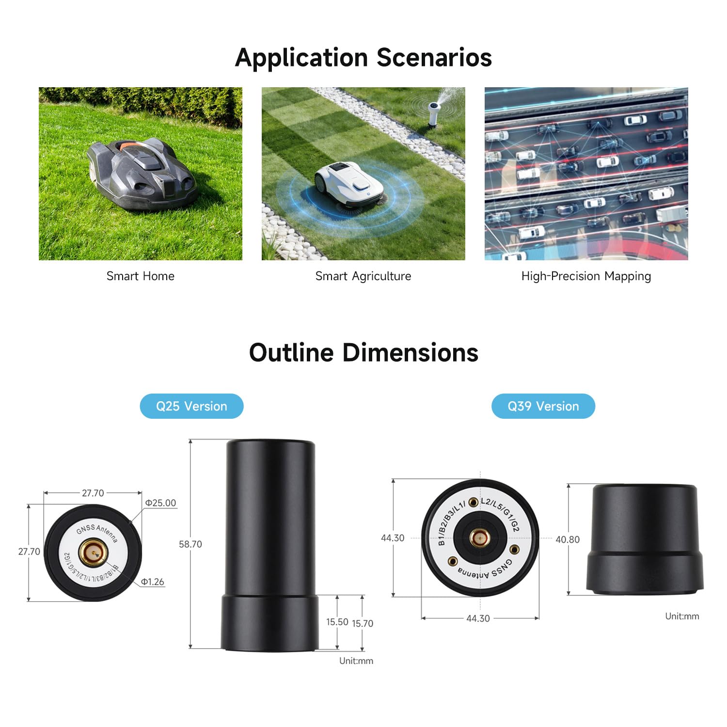 Waveshare Q25 GNSS Helical Antenna, GNSS L1+L2+L5 Multi-Constellation, Multi-Band Quadrifilar Helix Active High-Precision Positioning Antenna, SMA Connector, Supports Multi-GNSS Positioning Systems