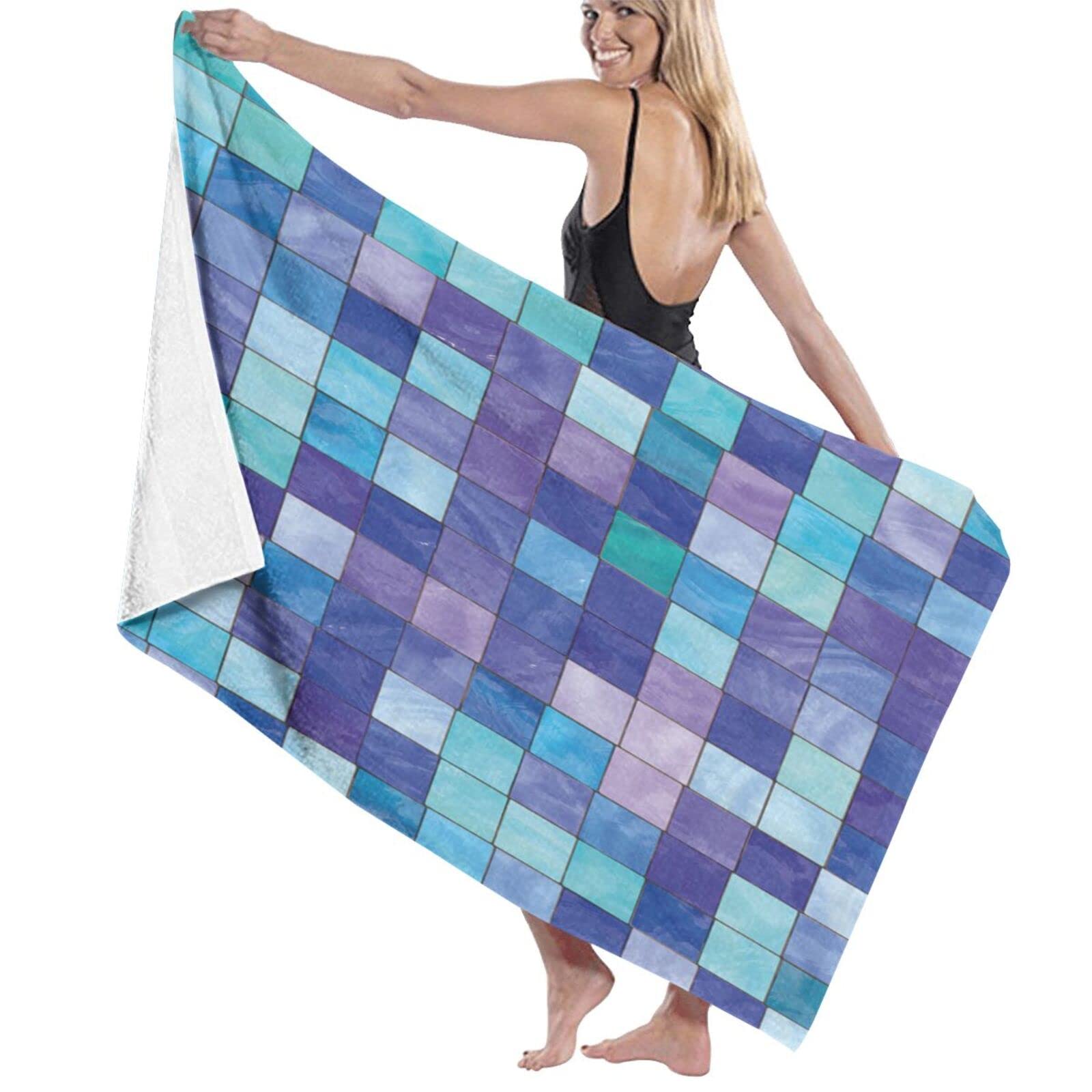 Grande serviette de bain imprimé rêveur bleu marine