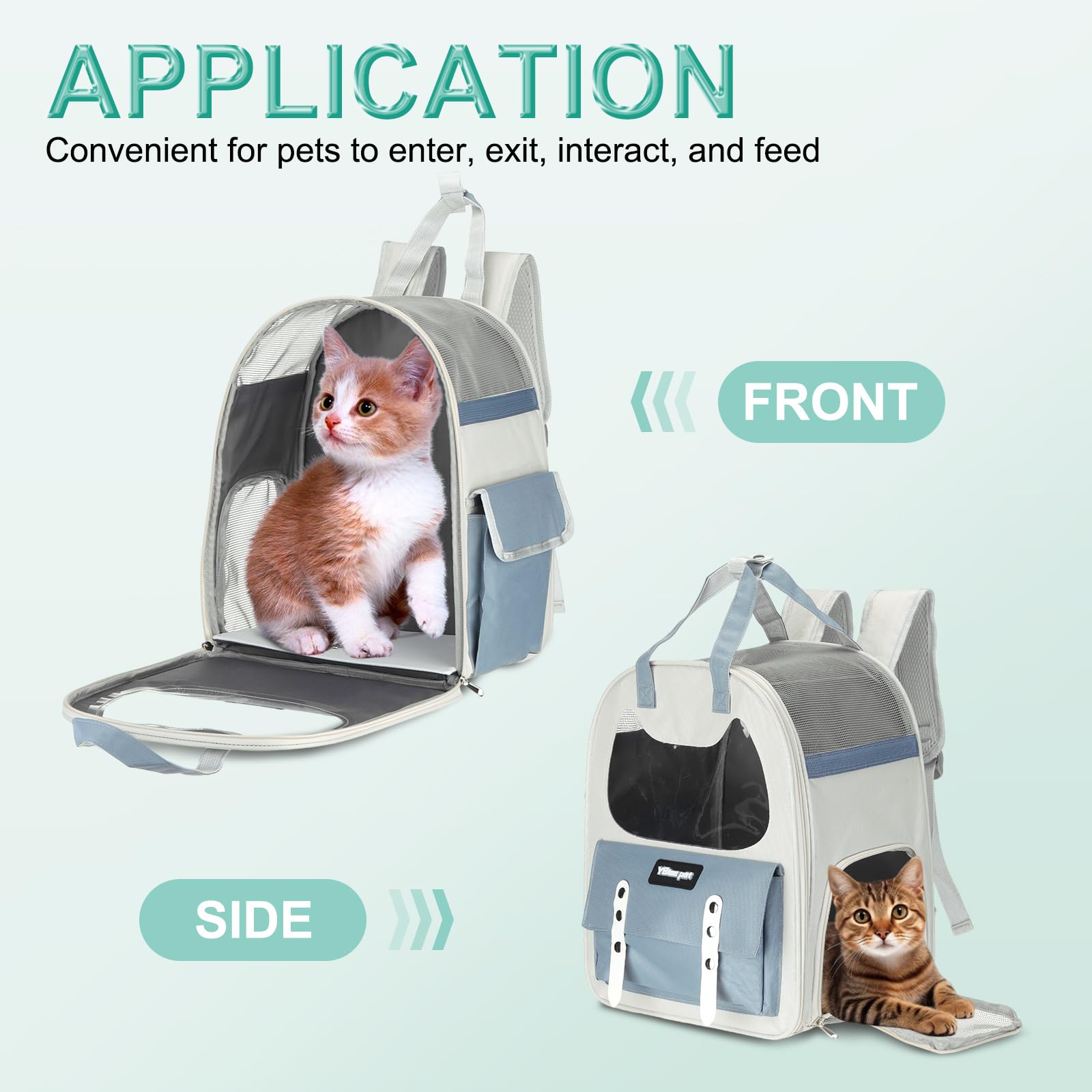 sourcing map Katzenrucksack, atmungsaktiv, Wanderrucksack, Reisetasche, Haustierzubehör für Katzen oder kleine Hunde, Welpen, geeignet für Wandern/Camping/Reisen (Blau, 30,5 x 20,3 x 35,6 cm)