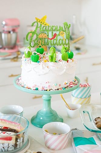 Miniatura 5 de Decoración para pastel de cactus, decoración de pastel de feliz cumpleaños con tacos y maracas, decoración de pastel de fiesta, decoración para